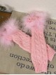 Millennial Y2K Spice Subculture Fluffy White Feather Trim Warm Cable Sweet Lolita Knit Sleeves