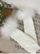 Millennial Y2K Spice Subculture Fluffy White Feather Trim Warm Cable Sweet Lolita Knit Sleeves