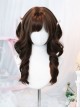 Japanese Retro Style Chocolate Brown All Match Natural Side Swept Bangs Sweet Lolita Long Curly Wig