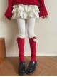 New Year Christmas Cashmere Girly Curly Lace Bow Pom Pom Decoration Sweet Lolita Mid Calf Stockings Socks