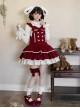 Tokamachi Light Snow Series Red Soft Cute Bunny Ear Plush Sweet Lolita Elastic Leg Ring