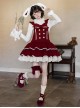 Tokamachi Light Snow Series Red Soft Cute Bunny Ear Plush Sweet Lolita Elastic Leg Ring