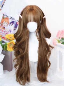 Sugar Heart Series Japanese Gentle Warm Brown Natural Daily Straight Bangs Sweet Lolita Long Curly Wig