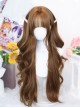 Sugar Heart Series Japanese Gentle Warm Brown Natural Daily Straight Bangs Sweet Lolita Long Curly Wig
