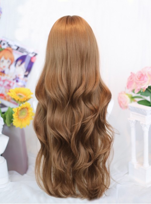 Sugar Heart Series Japanese Gentle Warm Brown Natural Daily Straight Bangs Sweet Lolita Long Curly Wig