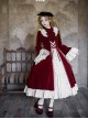 Walnut Box Winter Series Red Velvet Lace Stand Collar Elegant Open Front Ruffle Classic Lolita Long Bell Sleeves Dress Collar Bowknot Set