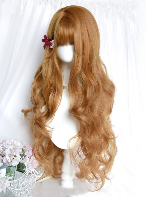 Antique Curls Series Elegant Vintage Oil Painting Retro Bright Golden Brown Classic Lolita Layered Long Curly Wig
