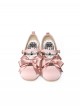 Bess Series Satin Ribbon Bowknot Round Toe Silk Leather Mary Jane Sweet Lolita Mid Heel Chunky Heel Leather Shoes