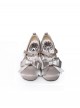 Bess Series Satin Ribbon Bowknot Round Toe Silk Leather Mary Jane Sweet Lolita Mid Heel Chunky Heel Leather Shoes