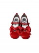 Bess Series Satin Ribbon Bowknot Round Toe Silk Leather Mary Jane Sweet Lolita Mid Heel Chunky Heel Leather Shoes