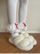Cute Christmas Ribbon Bowknot Multi Layer Lace White Pom Poms Sweet Lolita Socks