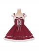 Little Bell Series Christmas Red Cute Lace Binding Band  Pom Pom Bowknot White Plush Bell Decoration Sweet Lolita Sleeveless Dress