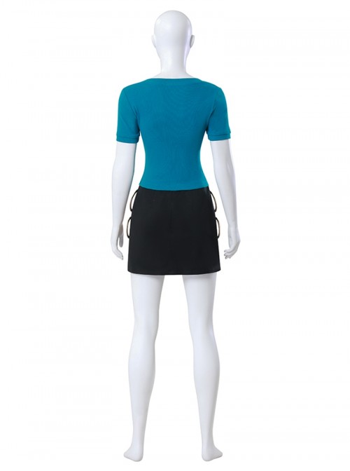 One Piece Live Action Season 2 Halloween Cosplay Nami Blue Short Sleeve Costume Set Without Shoes