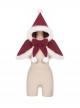 Little Bell Series Christmas Cute Red Pointed Hat White Plush Trim Bowknot White Pom Pom Decorations Sweet Lolita Cape