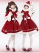 Little Bell Series Christmas Cute Red Pointed Hat White Plush Trim Bowknot White Pom Pom Decorations Sweet Lolita Cape