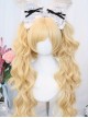 Sugar Snow Series Light Golden Natural Cute Straight Bangs Sweet Lolita Double Ponytails Roman Curly Long Hair Wig
