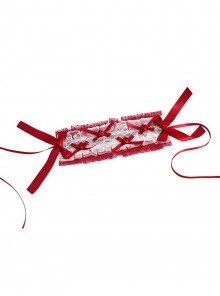 Dark Red Satin Ribbon Strawberry Polka Dot Lace Bowknot Flower Bud Decoration Sweet Lolita Headband