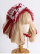 Dark Red Satin Ribbon Strawberry Polka Dot Lace Bowknot Flower Bud Decoration Sweet Lolita Headband