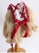 Dark Red Satin Ribbon Strawberry Polka Dot Lace Bowknot Flower Bud Decoration Sweet Lolita Headband