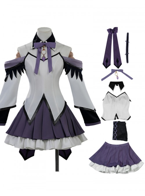 Anime Puella Magi Madoka Magica The Rebellion Story Halloween Cosplay Akemi Homura Costume Set