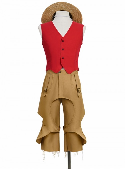 Anime One Piece Live Action Season 2 Halloween Cosplay Monkey D. Luffy Costume Set Without Shoes