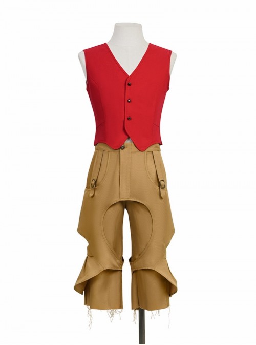 Anime One Piece Live Action Season 2 Halloween Cosplay Monkey D. Luffy Costume Set Without Shoes