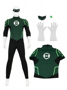 Anime Green Lantern Bodysuit Halloween Cosplay Battle Suit Costume Set Without Shoes