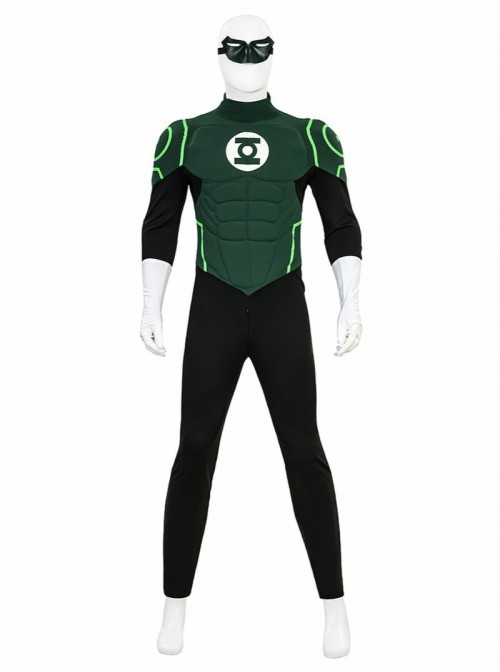 Anime Green Lantern Bodysuit Halloween Cosplay Battle Suit Costume Set Without Shoes