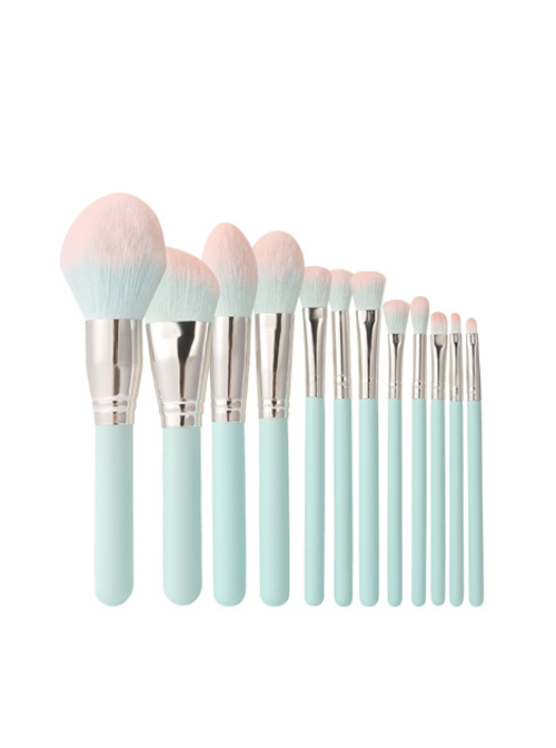 Dreamy Blue And Pink 12 Makeup Brushes Set