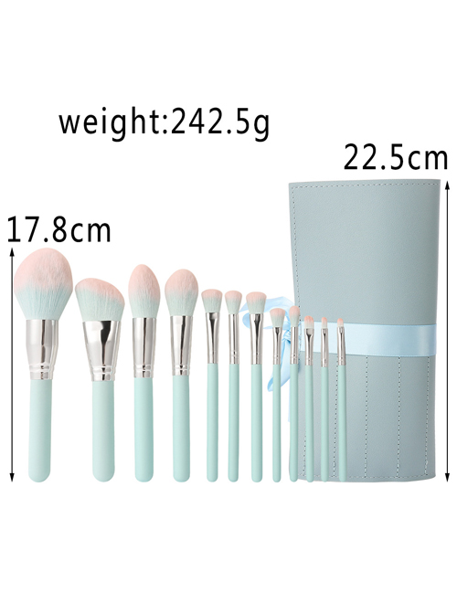 Dreamy Blue And Pink 12 Makeup Brushes Set