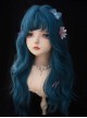 Deep-Sea Blue Natural Curly Bangs Long Curly Wig Classic Lolita Wigs