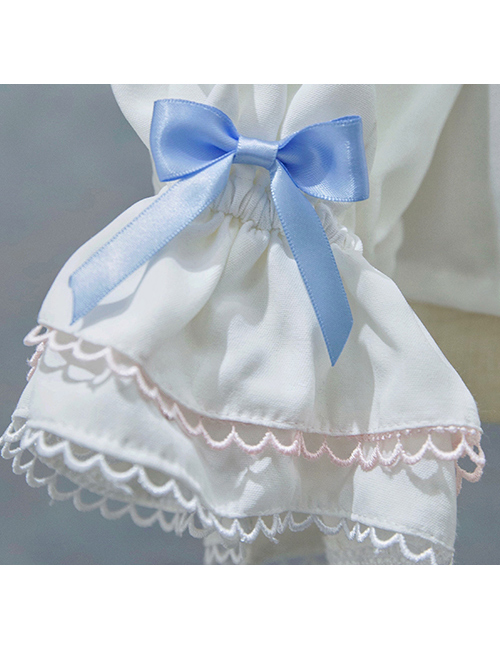 Girlish Heart Series Printing Doll Collar Sweet Lolita White Long Sleeve Bowknot Shirt