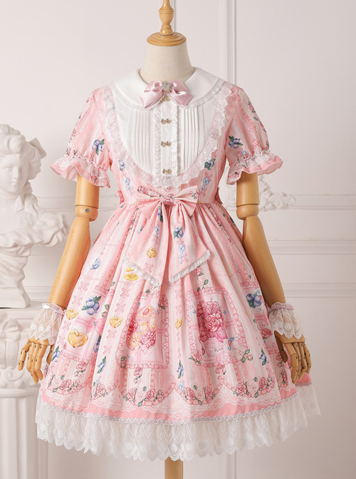 Blueberry Berry Series OP Printing Sweet Lolita Short Sleeve Dress