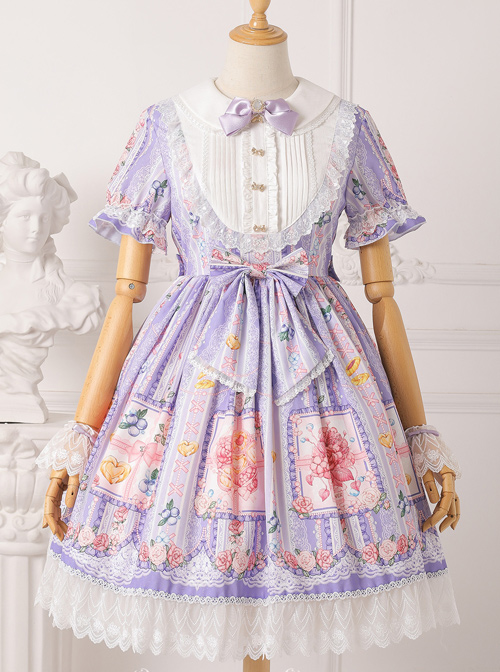 Blueberry Berry Series OP Printing Sweet Lolita Short Sleeve Dress