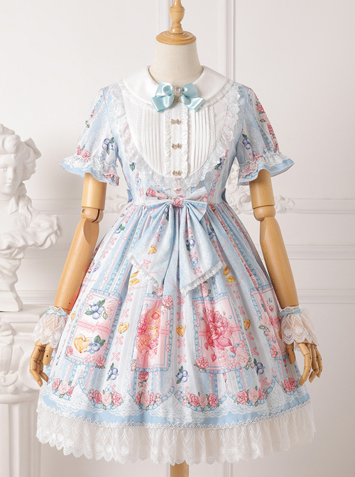 Blueberry Berry Series OP Printing Sweet Lolita Short Sleeve Dress