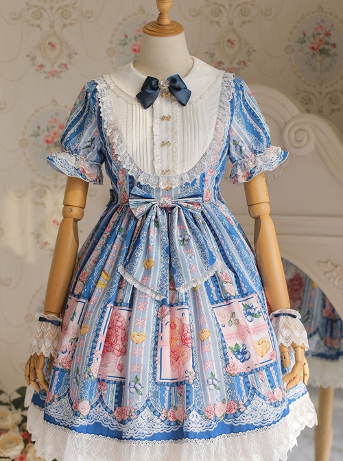 Blueberry Berry Series OP Printing Sweet Lolita Short Sleeve Dress