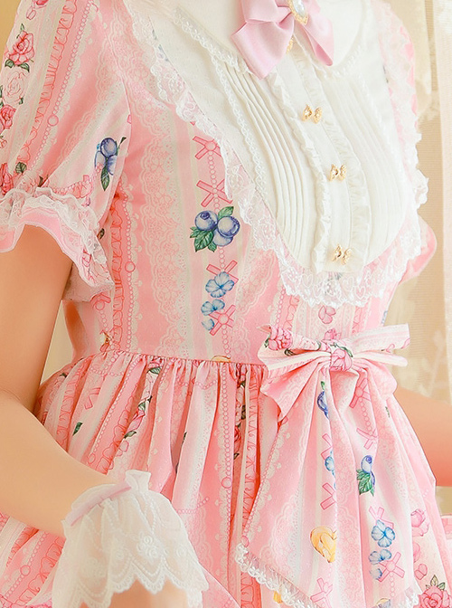 Blueberry Berry Series OP Printing Sweet Lolita Short Sleeve Dress