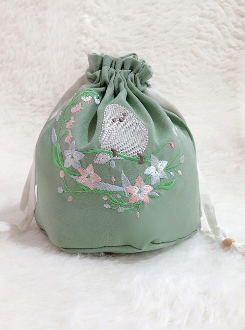 HanFu Pouch Chinese Style Retro Cute Bird Embroidery Handbag