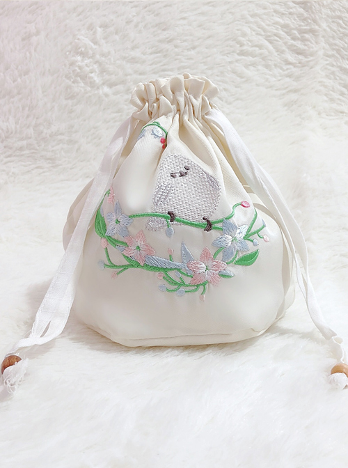 HanFu Pouch Chinese Style Retro Cute Bird Embroidery Handbag