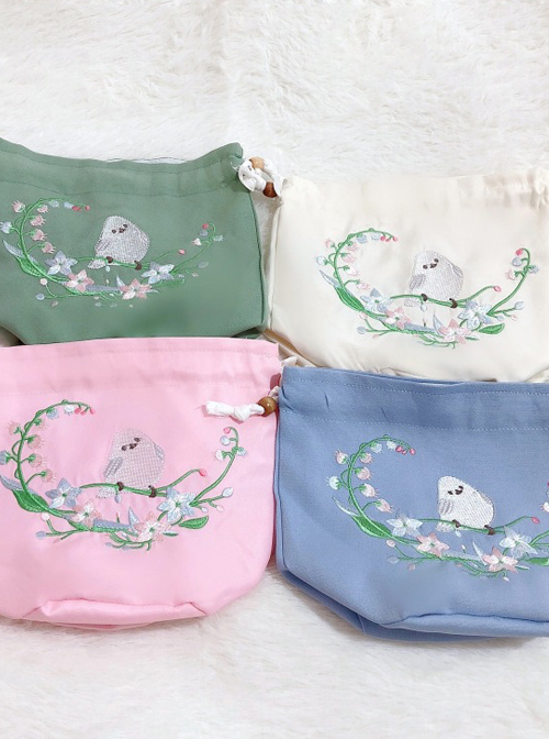 HanFu Pouch Chinese Style Retro Cute Bird Embroidery Handbag