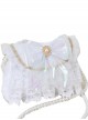 White Lace Pearly-lustre Bowknot Elegant Classic Lolita Pearl Chain Shoulder Bag