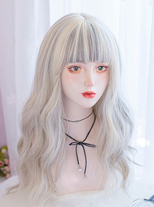 Flax Golden Gray Long Curly Wig Classic Lolita Wigs