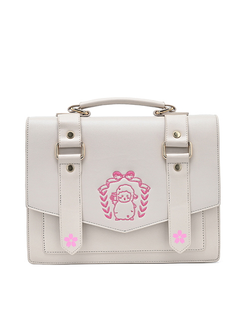 Cute Lamb Embroidery School Lolita Shoulder Bag