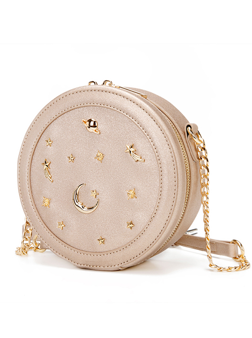 Classic Lolita Starry Sky Rivet Decoration Chain Shoulder Small Round Bag