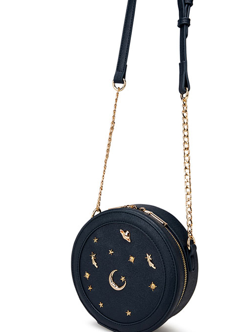 Classic Lolita Starry Sky Rivet Decoration Chain Shoulder Small Round Bag