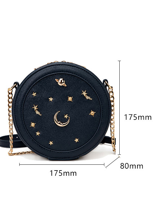 Classic Lolita Starry Sky Rivet Decoration Chain Shoulder Small Round Bag