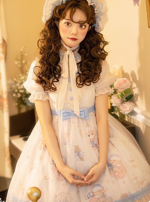 Good Night Fairy Tale Series OP Sweet Lolita Chiffon Short Sleeve Dress ...