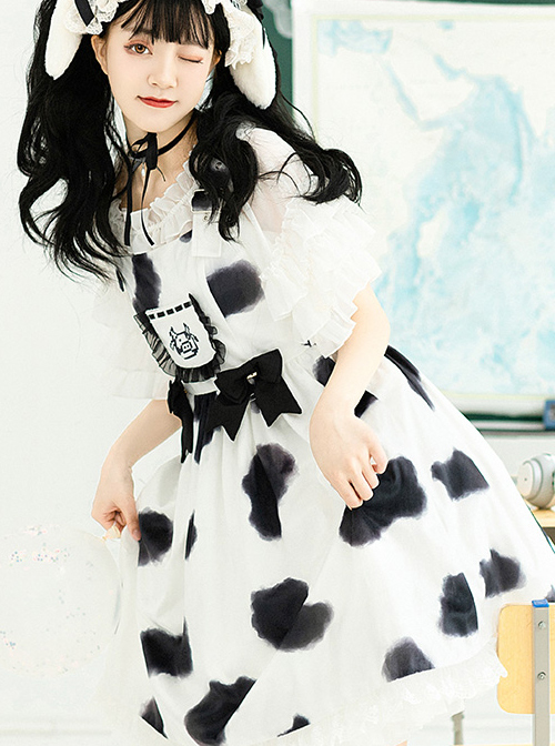 Cow Puffs Series JSK Printing Sweet Lolita Sling Dress