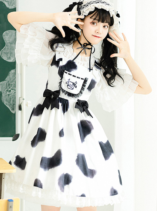 Cow Puffs Series JSK Printing Sweet Lolita Sling Dress