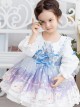 Cute Rabbits Printing Sweet Lolita Light Blue Children Long Sleeve Dress